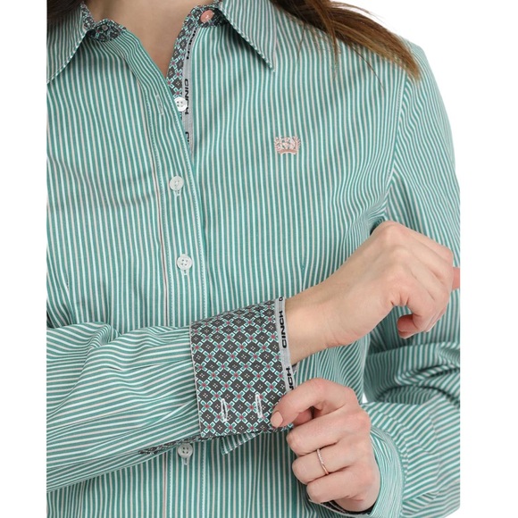 Cinch Ladies Striped Multicolor Button Down Western Shirt - Picture 3 of 4